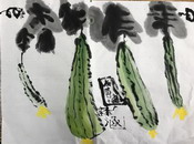 唐梓涵 5岁《丝瓜》荣获童画之星•第十九届世界华人幼儿创意美术大赛金奖